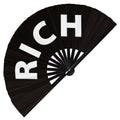 Rich hand fan foldable bamboo circuit rave hand fans Slang Words Fan outfit party gear gifts music festival rave accessories