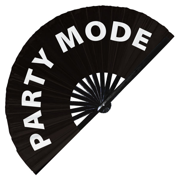 Party Mode Fan foldable bamboo circuit rave hand fans funny gag slang words expressions statement outfit party supply gear gifts music festival event rave accessories essential for men and women wear