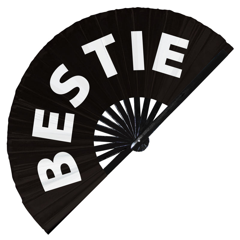 Bestie hand fan foldable bamboo circuit rave hand fans Slang Words Fan outfit party gear gifts music festival rave accessories