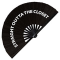 Straight Outta the Closet hand fan foldable bamboo circuit rave hand fans Pride Slang Words Fan outfit party gear gifts music festival rave accessories