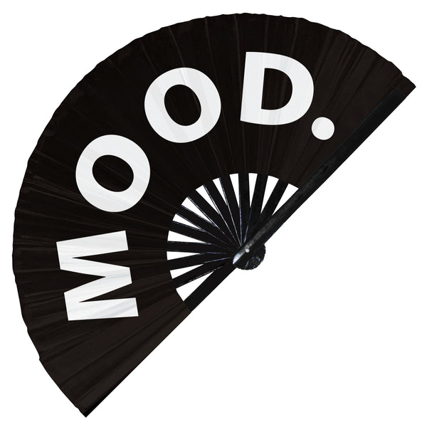 Mood. fan foldable bamboo circuit rave hand fans funny gag slang words expressions statement outfit party supply gear gifts music festival event rave accessories essential for men and women wear