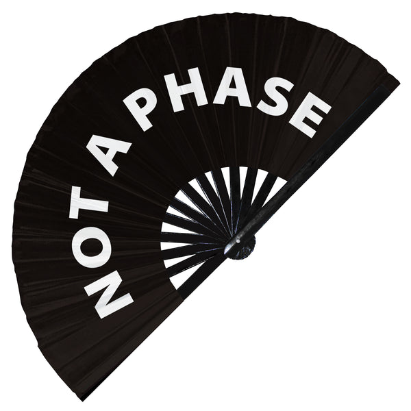 Not a phase fan foldable bamboo circuit rave hand fans funny gag slang words expressions statement outfit party supply gear gifts music festival event rave accessories essential for men and women wear