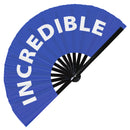 Incredible Fan foldable bamboo circuit rave hand fans funny gag slang words expressions statement outfit party supply gear gifts music festival event rave accessories essential for men and women wear