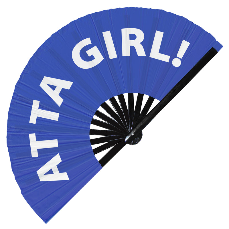 Atta Girl! hand fan foldable bamboo circuit rave hand fans Slang Words Fan outfit party gear gifts music festival rave accessories