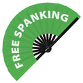 Free Spanking Hand Fan Foldable Bamboo Circuit Rave Hand Fans Slang Words Expressions Funny Statement Gag Gifts Festival Accessories