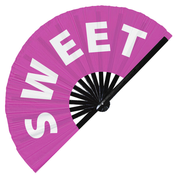 Sweet Fan foldable bamboo circuit rave hand fans funny gag slang words expressions statement outfit party supply gear gifts music festival event rave accessories essential for men and women wear