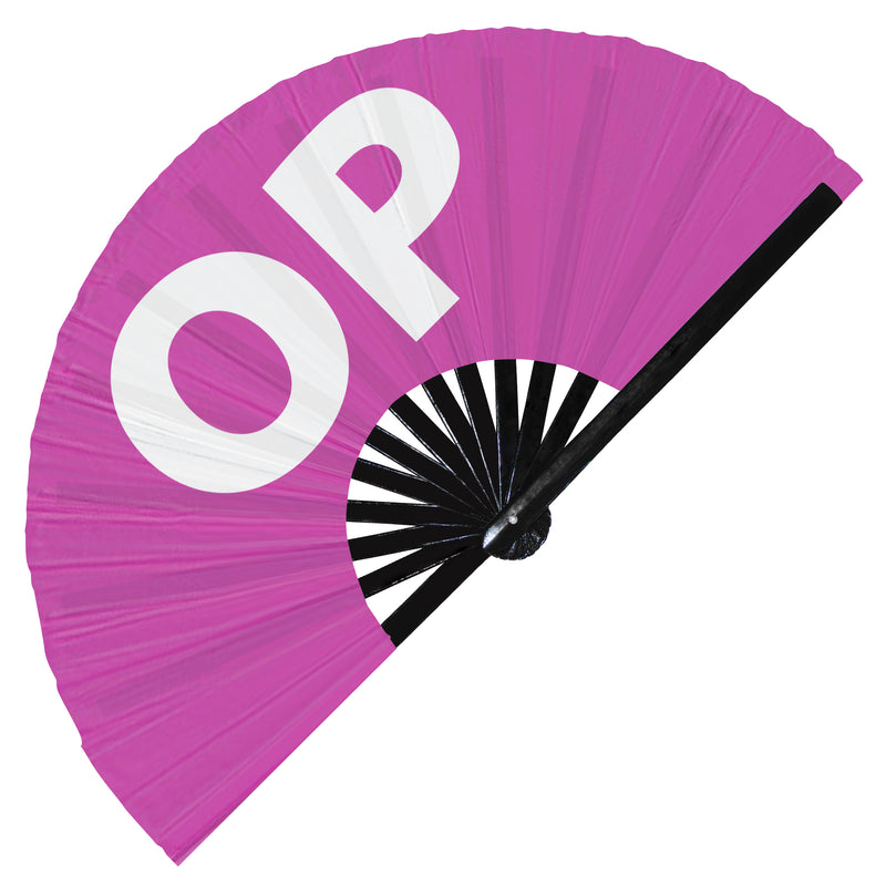 OP hand fan foldable bamboo circuit rave hand fans Slang Words Fan outfit party gear gifts music festival rave accessories