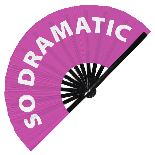 So Dramatic Fan foldable bamboo circuit rave hand fans funny gag slang words expressions statement outfit party supply gear gifts music festival event rave accessories essential for men and women wear