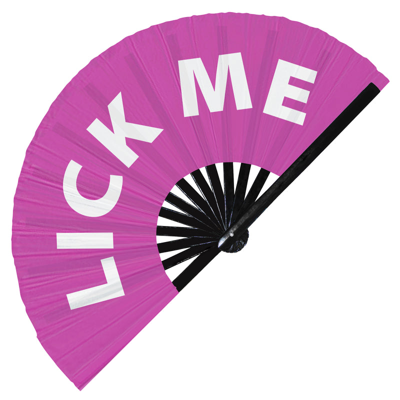 Lick Me Hand Fan Foldable Bamboo Circuit Rave Hand Fans Curse Words Expressions Funny Statement Gag Gifts Festival Accessories
