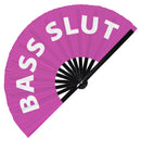 Bass Slut | Hand Fan foldable bamboo gifts Festival accessories Rave handheld event Clack fans