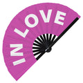 In Love hand fan foldable bamboo circuit rave hand fans Slang Words Fan outfit party gear gifts music festival rave accessories