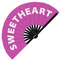 Sweetheart Fan foldable bamboo circuit rave hand fans funny gag slang words expressions statement outfit party supply gear gifts music festival event rave accessories essential for men and women wear