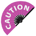 Caution | Hand Fan foldable bamboo gifts Festival accessories Rave handheld event Clack fans