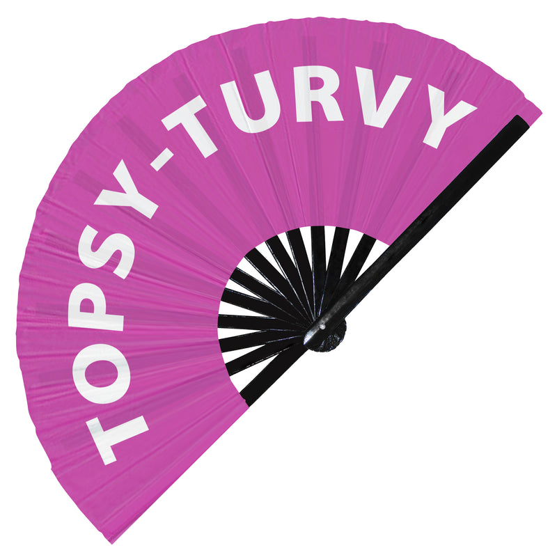 Topsy-Turvy | Hand Fan foldable bamboo gifts Festival accessories Rave handheld event Clack fans