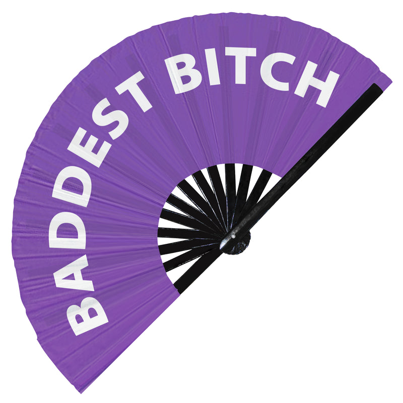 Baddest Bitch hand fan foldable bamboo circuit rave hand fans Slang Words Fan outfit party gear gifts music festival rave accessories