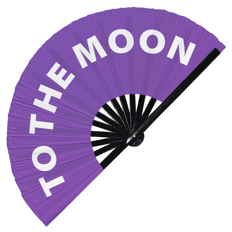 To The Moon | Hand Fan foldable bamboo gifts Festival accessories Rave handheld event Clack fans