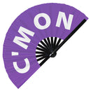 C'mon fan foldable bamboo circuit rave hand fans funny gag slang words expressions statement outfit party supply gear gifts music festival event rave accessories essential for men and women wear