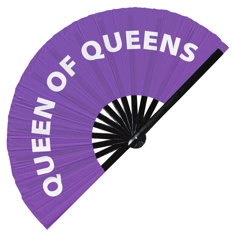 Queen of Queens hand fan foldable bamboo circuit rave hand fans Pride Slang Words Fan outfit party gear gifts music festival rave accessories