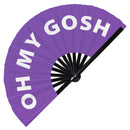 Oh My Gosh Fan foldable bamboo circuit rave hand fans funny gag slang words expressions statement outfit party supply gear gifts music festival event rave accessories essential for men and women wear