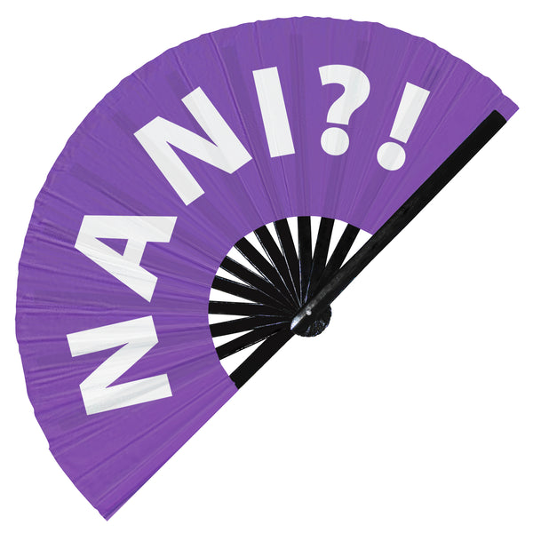 Nani?! Fan foldable bamboo circuit rave hand fans funny gag slang words expressions statement outfit party supply gear gifts music festival event rave accessories essential for men and women wear