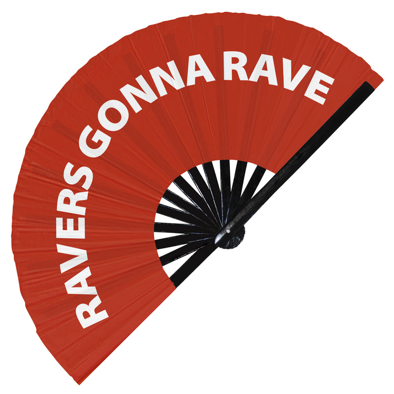 Ravers Gonna Rave Hand Fan Foldable Bamboo Circuit Rave Hand Fans Outfit Party Gear Gifts Music Festival Rave Accessories for Men and Women