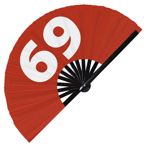 69 fan foldable bamboo circuit rave hand fans funny gag slang words expressions statement outfit party supply gear gifts music festival event rave accessories essential for men and women wear