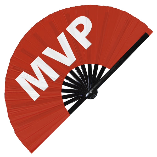 MVP hand fan foldable bamboo circuit rave hand fans Slang Words Fan outfit party gear gifts music festival rave accessories