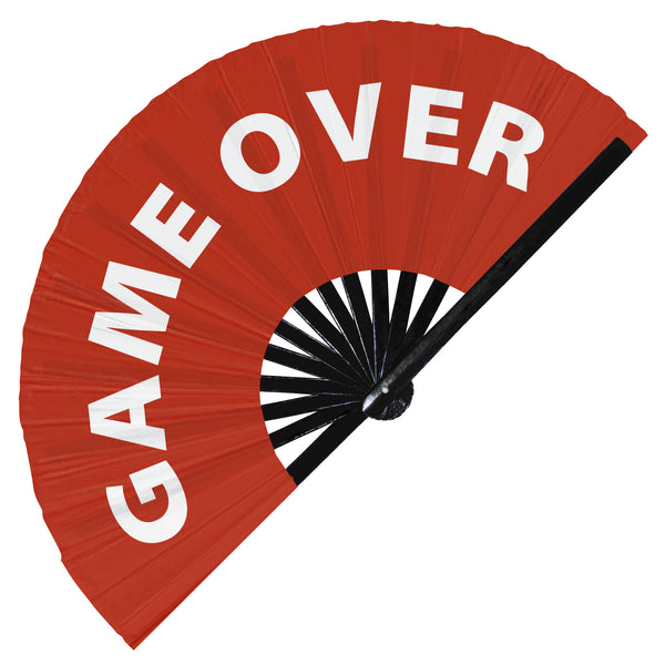 Game Over | Hand Fan foldable bamboo gifts Festival accessories Rave handheld event Clack fans