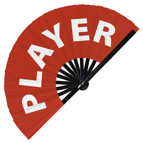 Player fan foldable bamboo circuit rave hand fans funny gag slang words expressions statement outfit party supply gear gifts music festival event rave accessories essential for men and women wear