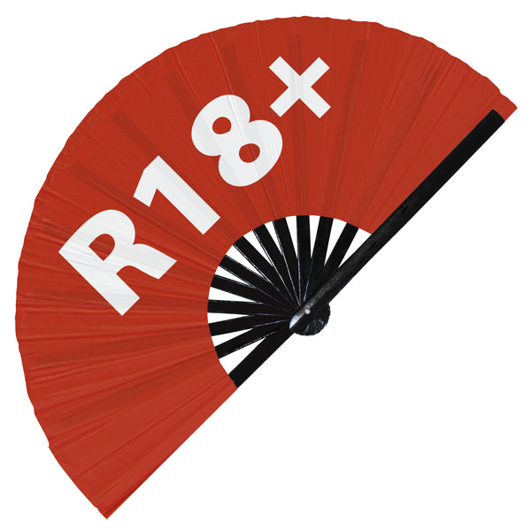 R18+ fan foldable bamboo circuit rave hand fans funny gag slang words expressions statement outfit party supply gear gifts music festival event rave accessories essential for men and women wear