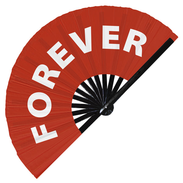 Forever fan foldable bamboo circuit rave hand fans funny gag slang words expressions statement outfit party supply gear gifts music festival event rave accessories essential for men and women wear