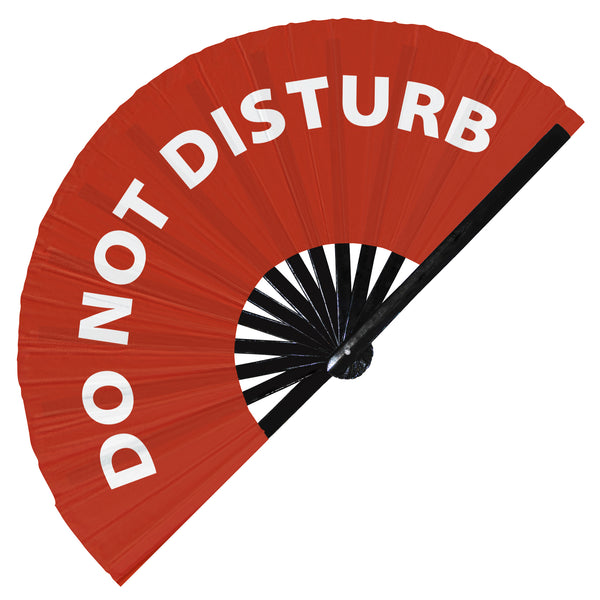 Do Not Disturb Hand Fan foldable bamboo circuit rave hand fans funny gag slang words expressions statement outfit party supply gear gifts music festival event rave accessories essential for men and women wear