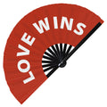 Love Wins hand fan foldable bamboo circuit rave hand fans Pride Slang Words Fan outfit party gear gifts music festival rave accessories