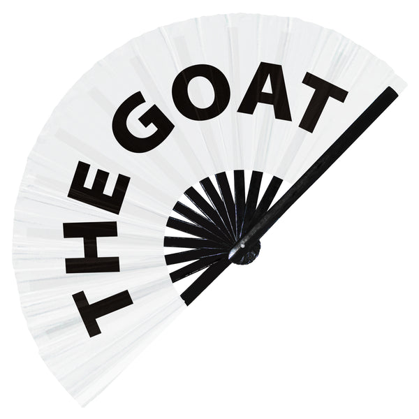 The GOAT fan foldable bamboo circuit rave hand fans funny gag slang words expressions statement outfit party supply gear gifts music festival event rave accessories essential for men and women wear