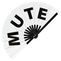 Mute Fan foldable bamboo circuit rave hand fans funny gag slang words expressions statement outfit party supply gear gifts music festival event rave accessories essential for men and women wear