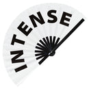 Intense Fan foldable bamboo circuit rave hand fans funny gag slang words expressions statement outfit party supply gear gifts music festival event rave accessories essential for men and women wear