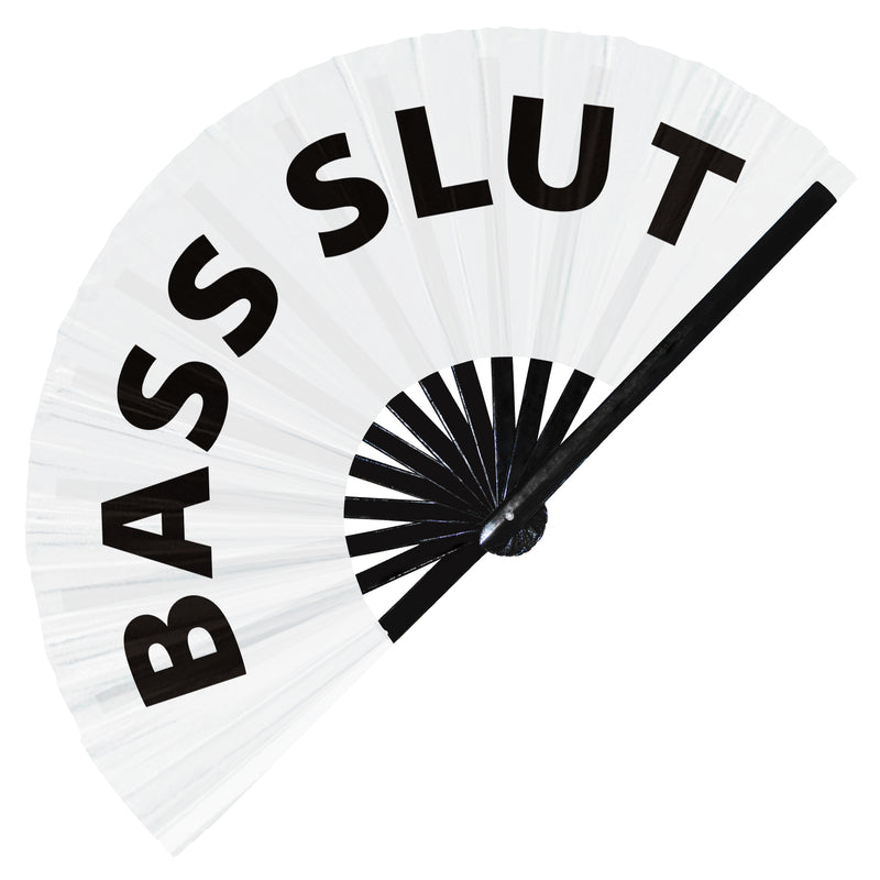 Bass Slut | Hand Fan foldable bamboo gifts Festival accessories Rave handheld event Clack fans