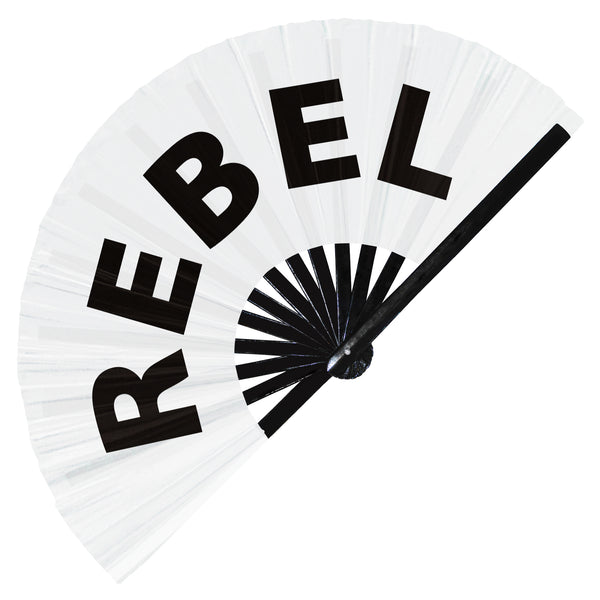 Rebel fan foldable bamboo circuit rave hand fans funny gag slang words expressions statement outfit party supply gear gifts music festival event rave accessories essential for men and women wear