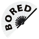 Bored Bamboo hand fan