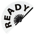 Ready Hand Fan foldable bamboo circuit rave hand fans funny gag slang words expressions statement outfit party supply gear gifts music festival event rave accessories essential for men and women wear