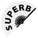 Superb fan foldable bamboo circuit rave hand fans funny gag slang words expressions statement outfit party supply gear gifts music festival event rave accessories essential for men and women wear