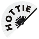 Hottie fan foldable bamboo circuit rave hand fans funny gag slang words expressions statement outfit party supply gear gifts music festival event rave accessories essential for men and women wear