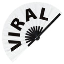 Viral Fan foldable bamboo circuit rave hand fans funny gag slang words expressions statement outfit party supply gear gifts music festival event rave accessories essential for men and women wear