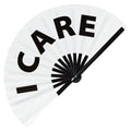 I Care | Hand Fan foldable bamboo gifts Festival accessories Rave handheld event Clack fans