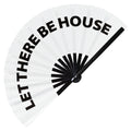 Let There Be House Fan Foldable Bamboo Circuit Rave Hand Fans Outfit Party Gear Gifts Music Festival Rave Accessories for Men and Women