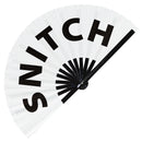 Snitch Hand Fan foldable bamboo circuit rave hand fans funny gag slang words expressions statement outfit party supply gear gifts music festival event rave accessories essential for men and women wear