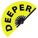 Deeper Hand Fan foldable bamboo circuit rave hand fans funny gag slang words expressions statement outfit party supply gear gifts music festival event rave accessories essential for men and women wear