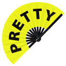 Pretty fan foldable bamboo circuit rave hand fans funny gag slang words expressions statement outfit party supply gear gifts music festival event rave accessories essential for men and women wear