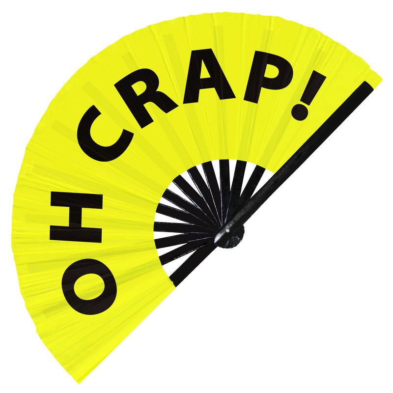 Oh Crap! Hand Fan foldable bamboo circuit rave hand fans funny gag slang words expressions statement outfit party supply gear gifts music festival event rave accessories essential for men and women wear