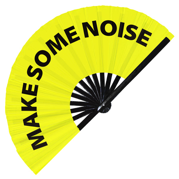 Make Some Noise Fan foldable bamboo circuit rave hand fans funny gag slang words expressions statement outfit party supply gear gifts music festival event rave accessories essential for men and women wear
